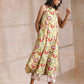 trueBrowns Yellow Overall Floral Block Print Cotton Sleeveless Kurta Pant Set | Swadesiicart