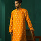 trueBrowns Men's Mustard Geometric Floral Viscose Silk Long Kurta | Swadesiicart