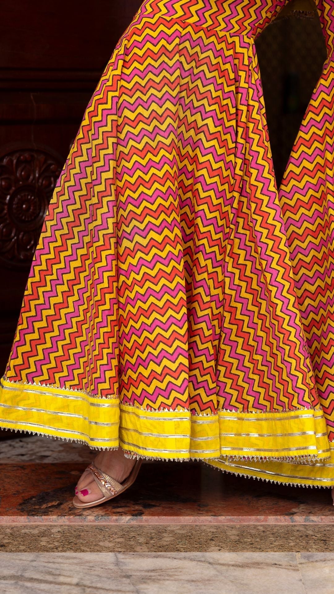 Pomcha Jaipur Tuscan Yellow Cotton Sharara Set | Swadesiicart