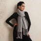 trueBrowns Grey Tassel Woollen Stole | Swadesiicart