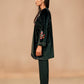 trueBrowns Olive Green Velvet Embroidered Co-ord Set - Swadesiicart