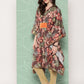 Ahalyaa Women Floral Printed Flared Sleeves Gotta Patti Crepe Kaftan Kurta | Swadesiicart