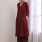 trueBrowns Ruby Wine Dobby Angrakha Pant Set | Swadesiicart