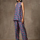 trueBrowns Blue Pink Printed Silk Co-Ord Set - Swadesiicart