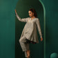 trueBrowns Grey Silk Flared Co-ord Set - Swadesiicart