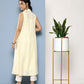Ahalyaa Women White & Yellow Checked Crepe Kurta | Swadesiicart
