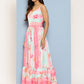 Ahalyaa Striped Floral Print Crepe Maxi Ethnic Dress | Swadesiicart