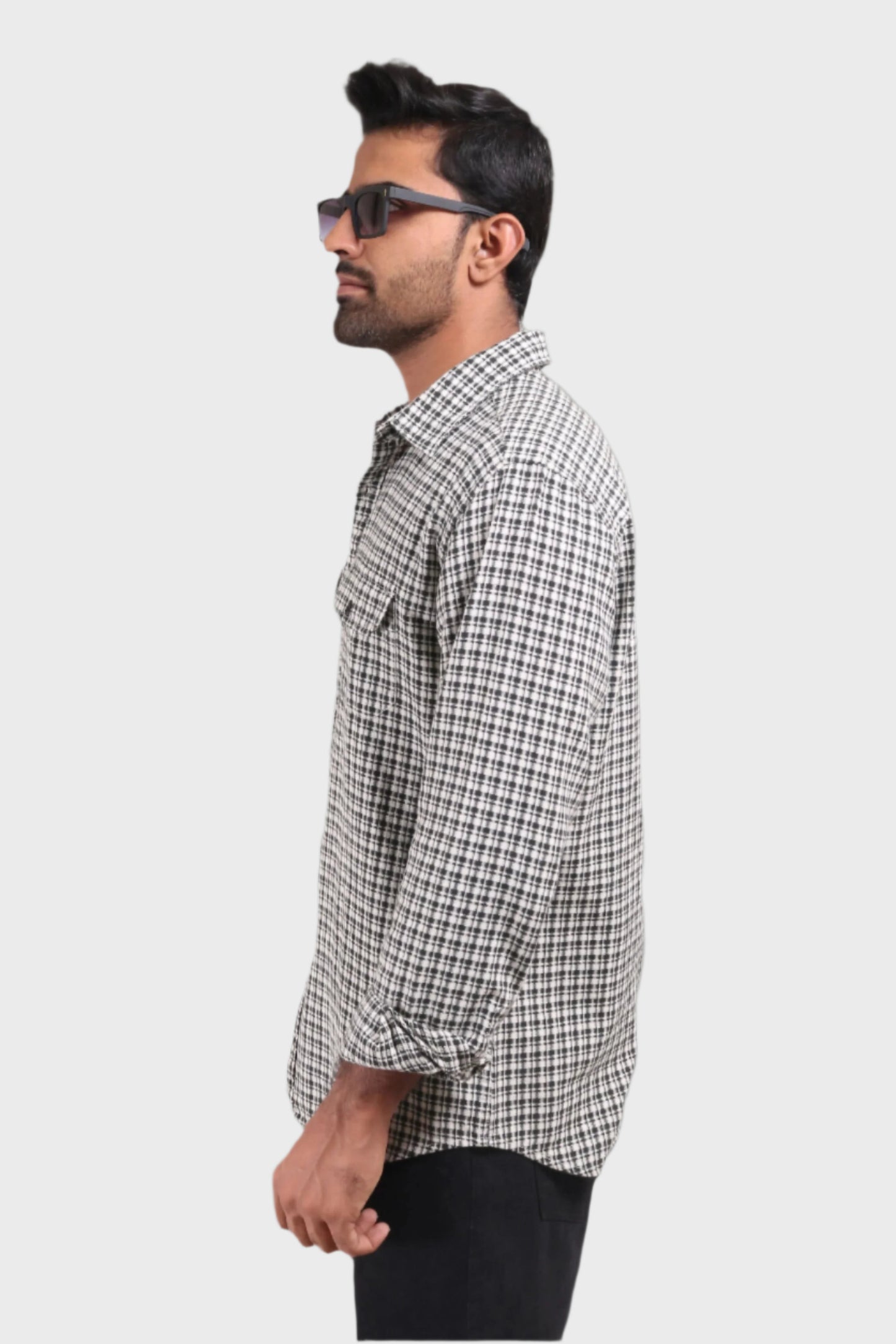 Xkind White Textured Checks Overshirt/ Shirt | Swadesiicart