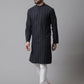 Even Apparels Black Pure Cotton Kurta With Band Collar | Swadesiicart