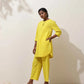 trueBrowns Lime Cotton Linen Kurta Co-Ord Set - Swadesiicart