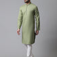 Even Apparels Green Pure Cotton Kurta With Band Collar | Swadesiicart