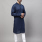 Even Apparels Blue Pure Cotton Kurta With Band Collar | Swadesiicart