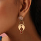 trueBrowns Brass Pink Stone Paisley Earrings - Swadesiicart