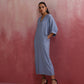 trueBrowns Sky Blue Cotton Dobby Dress | Swadesiicart