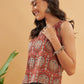 InWeave Maroon Mughal Kalamkari Top - Swadesiicart