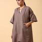 trueBrowns Cotton Linen Burnt Brown Boxy Fit Co-Ord Set - Swadesiicart