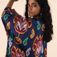 trueBrowns Purple Cotton Ikat Kaftan Co-ord Set - Swadesiicart