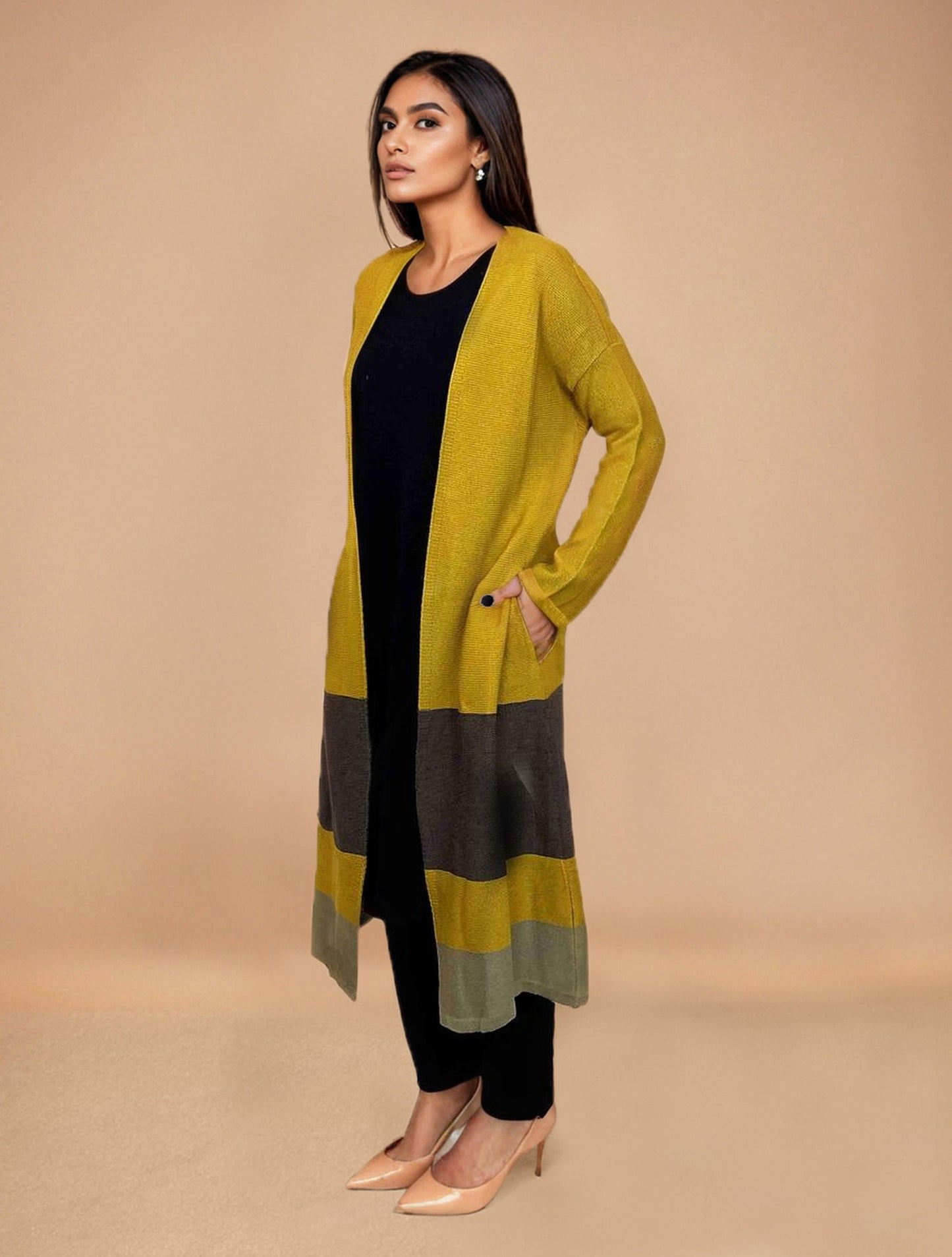 trueBrowns Mustard Woollen Cape | Swadesiicart