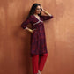 trueBrowns Purple Floral Print Anarkali Kurta Co-ord Set - Swadesiicart