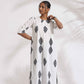 trueBrowns White Cotton Print Pleated Kurta Set | Swadesiicart