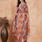InWeave Women's Dark Burgundy Alia Neck Style Gota Set W Organza Dupatta - Swadesiicart