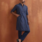 trueBrowns Men's Blue Cotton Dobby Kurta | Swadesiicart