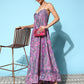 InWeave Women's Pink Paisley Print Back Detail Long Dress - Swadesiicart