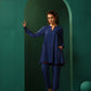 trueBrowns Blue Silk Flared Co-ord Set - Swadesiicart
