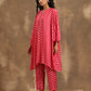 trueBrowns Pink Lehariya Printed Silk Kaftan Co-Ord Set - Swadesiicart