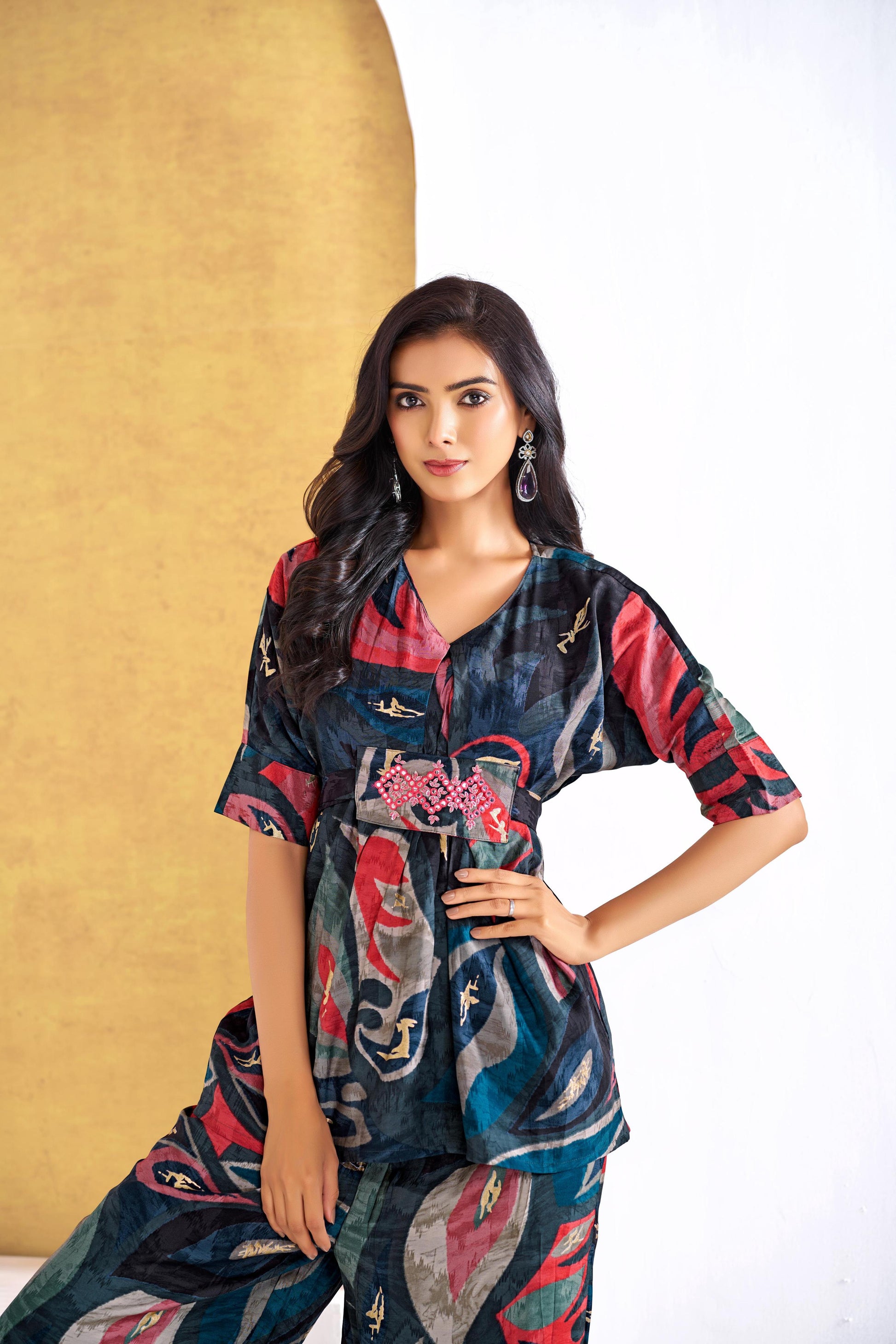 BulBul Kalki Blue Chanderi Co-Ord Set - Swadesiicart