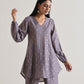 trueBrowns Plum Grey Foil Short Co-Ord Set - Swadesiicart