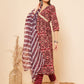 InWeave Women's Wine Ikkat Print Alia Cut Gota Work Kurta Set W Wine Leh Dup - Swadesiicart