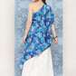 InWeave Women's Blue Pink Japanese Art Oneshoulder Top - Swadesiicart