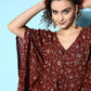 InWeave Women's Burgundy Jaal Print Kaftan Dress - Swadesiicart
