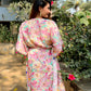 Noroke Cupro Muslin Gold Pink Beachwear Cover up Kaftan | Swadesiicart