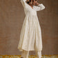 trueBrowns Ivory Gold Cotton Kalidar Kurta Set | Swadesiicart