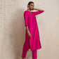 trueBrowns Pink Silk High Slit Kurta Set | Swadesiicart