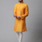 Even Apparels Yellow Check Kurta With Band Collar | Swadesiicart