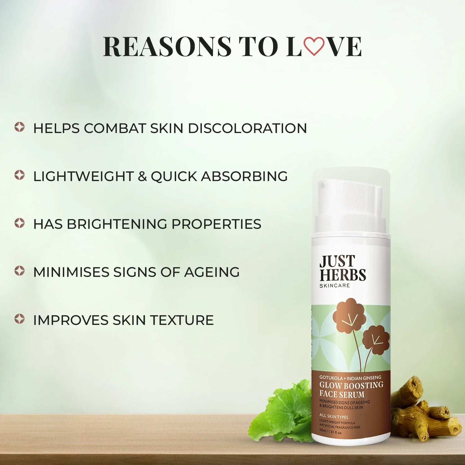 Glow Boosting Face serum with Gotukola & Indian Ginseng : 30ml