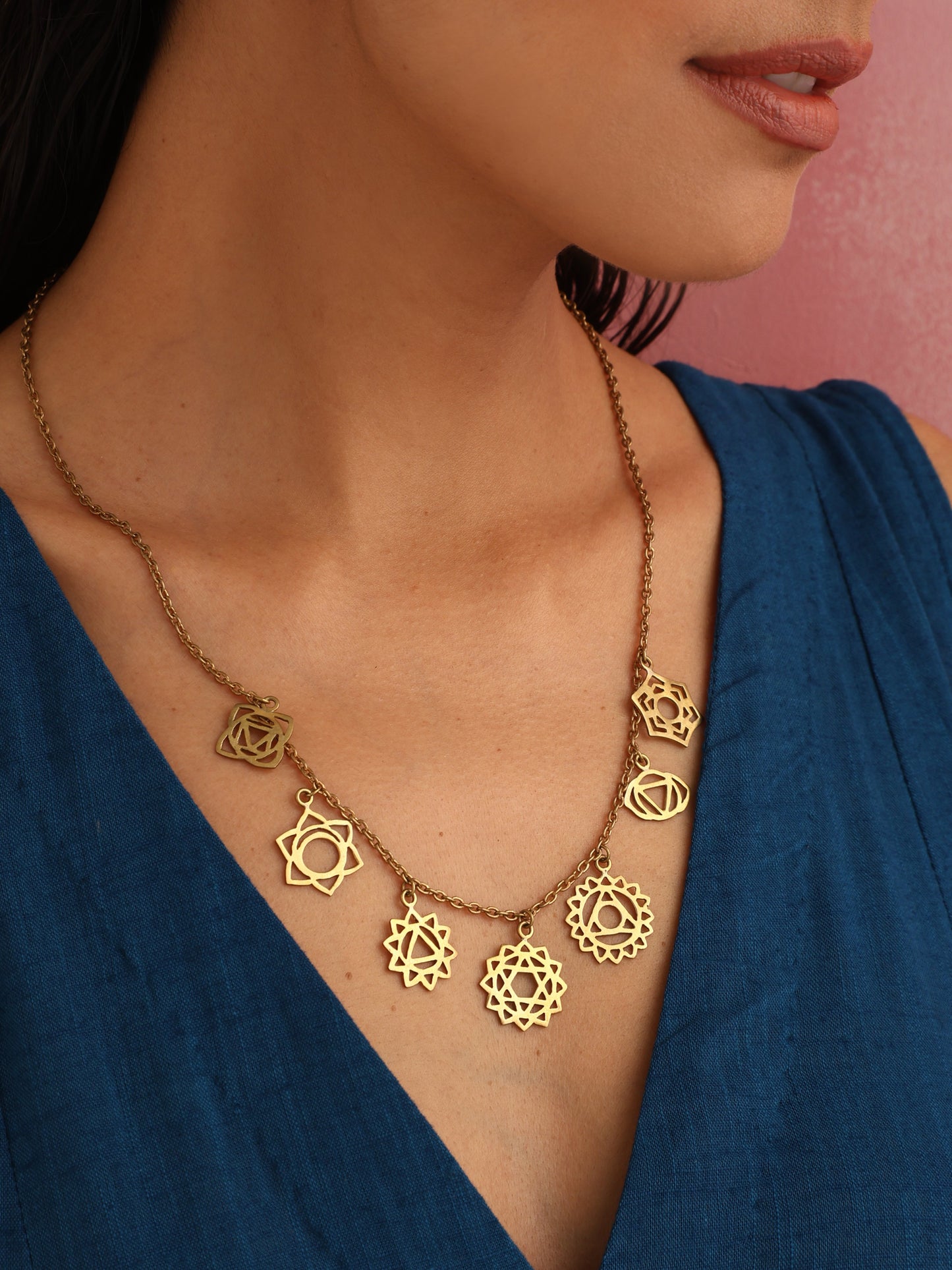 trueBrowns Brass Dangle Necklace | Swadesiicart