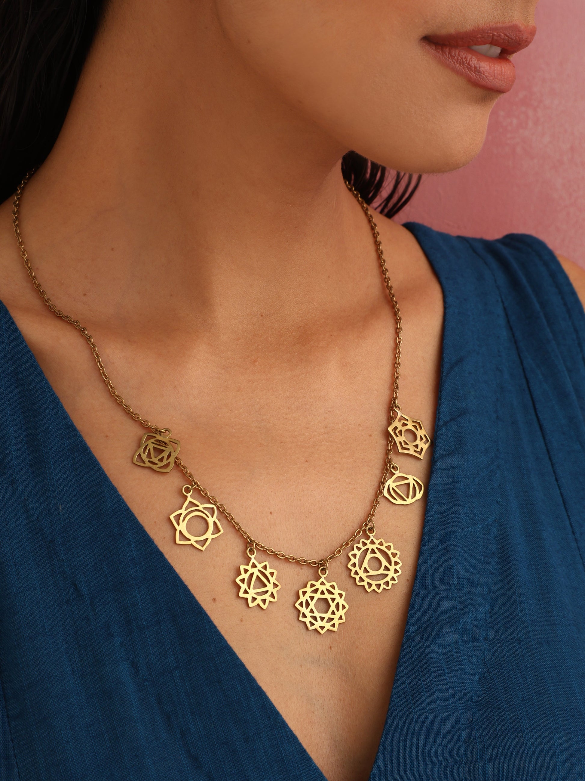trueBrowns Brass Dangle Necklace | Swadesiicart