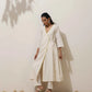 trueBrowns Off White Cotton Linen Angrakha Kurta Pant Set | Swadesiicart