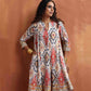 trueBrowns Off White Ikat Print Anarkali Kurta Co-ord Set - Swadesiicart