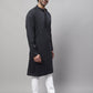 Even Apparels Black Pure Cotton Kurta With Band Collar | Swadesiicart
