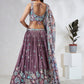House of Panchhi Lavender Georgette Sequins And Thread Embroidery Lehenga Choli & Dupatta | Swadesiicart