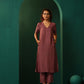 trueBrowns Maroon Light Mauve Silk Jacket Kurta Set | Swadesiicart