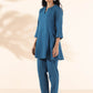 trueBrowns Blue Cotton Dobby Co-ord Set - Swadesiicart