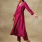 trueBrowns Purple Textured Silk Angrakha Kurta Pant Set | Swadesiicart