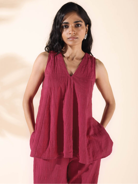 trueBrowns Carrot Cotton Dobby Sleeveless Co-ord Set - Swadesiicart