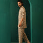 trueBrowns Men's Beige Geometric Muslin Silk Printed Co-ord Set - Swadesiicart